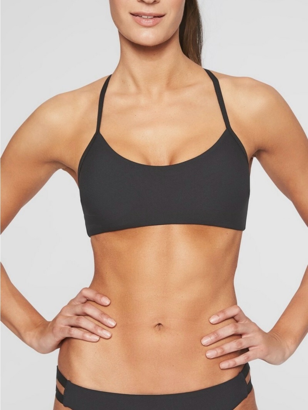 Athleta | Black Malta Rib Pullover Bikini Top A-C | Size Medium